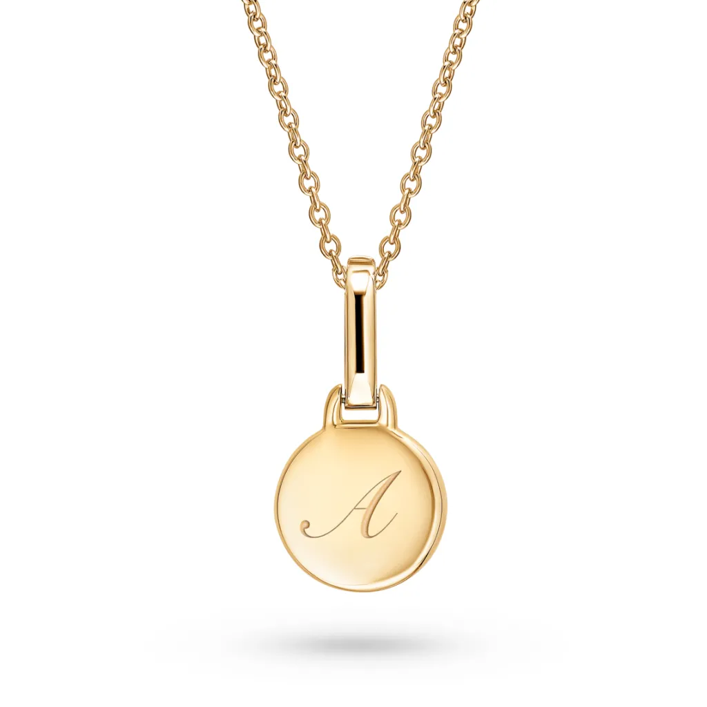 Best Rund plate charm i gult gull Halssmykker