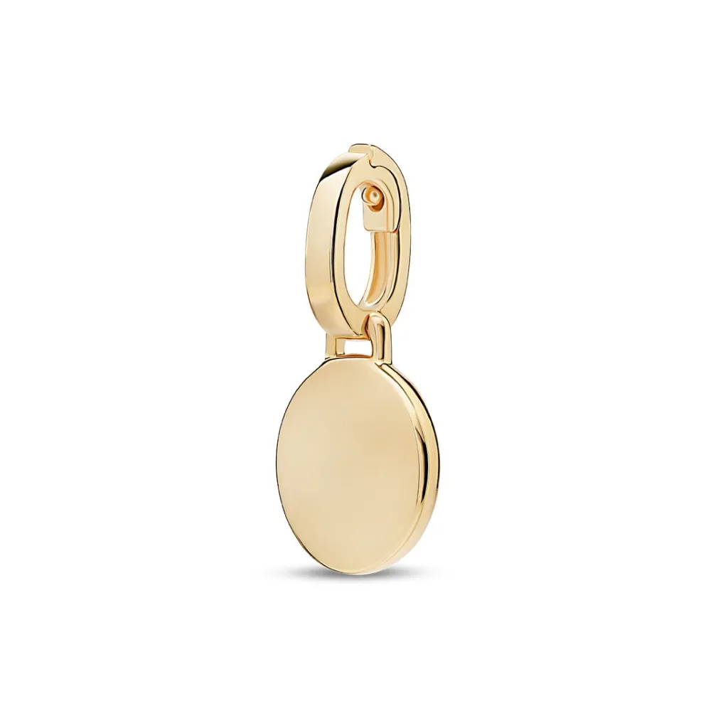 Best Rund plate charm i gult gull Halssmykker