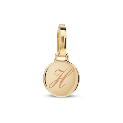 Best Rund plate charm i gult gull Halssmykker