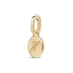 Best Rund plate charm i gult gull Halssmykker