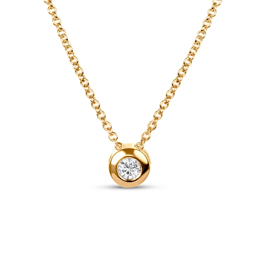 Fashion Sari anheng i gult gull med diamant 0,10 ct Halssmykker