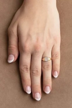 Fashion Signet gullring med diamanter Ringer