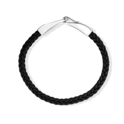 Fashion Sort skinnarmbånd med rhodinert sølvlås 21 cm Armbånd | Til Menn