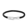 Fashion Sort skinnarmbånd med sølvlås 19 cm Til Menn | Armbånd