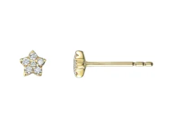 Discount Stjerneformede diamantøredobber 0,08 ct i gult gull Ørepynt