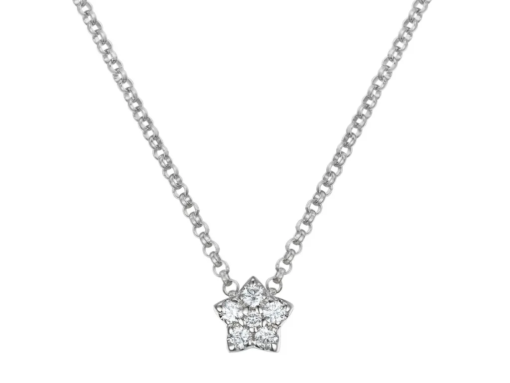 Hot Stjerneformet diamantsmykke 0,06 ct i hvitt gull Halssmykker