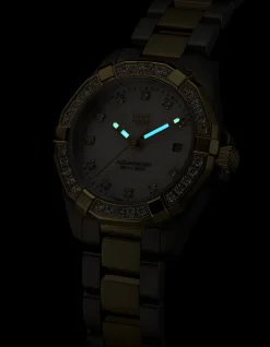 New Aquaracer Quartz 27 mm diamanter og perlemorsskive Klokker Med Diamanter | Two Tone Klokker