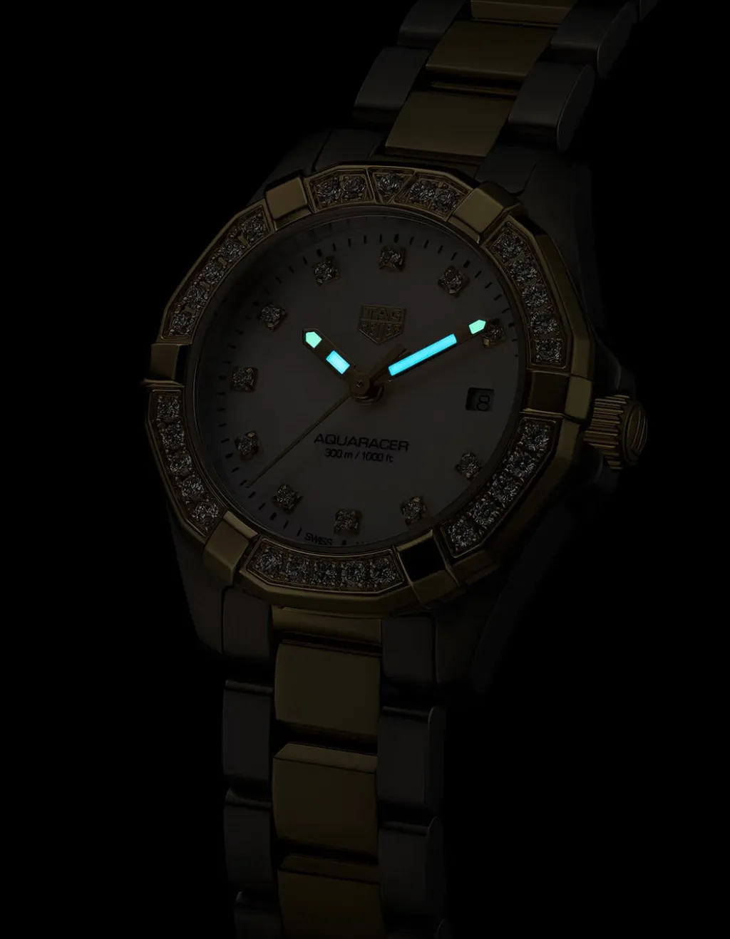 New Aquaracer Quartz 27 mm diamanter og perlemorsskive Klokker Med Diamanter | Two Tone Klokker