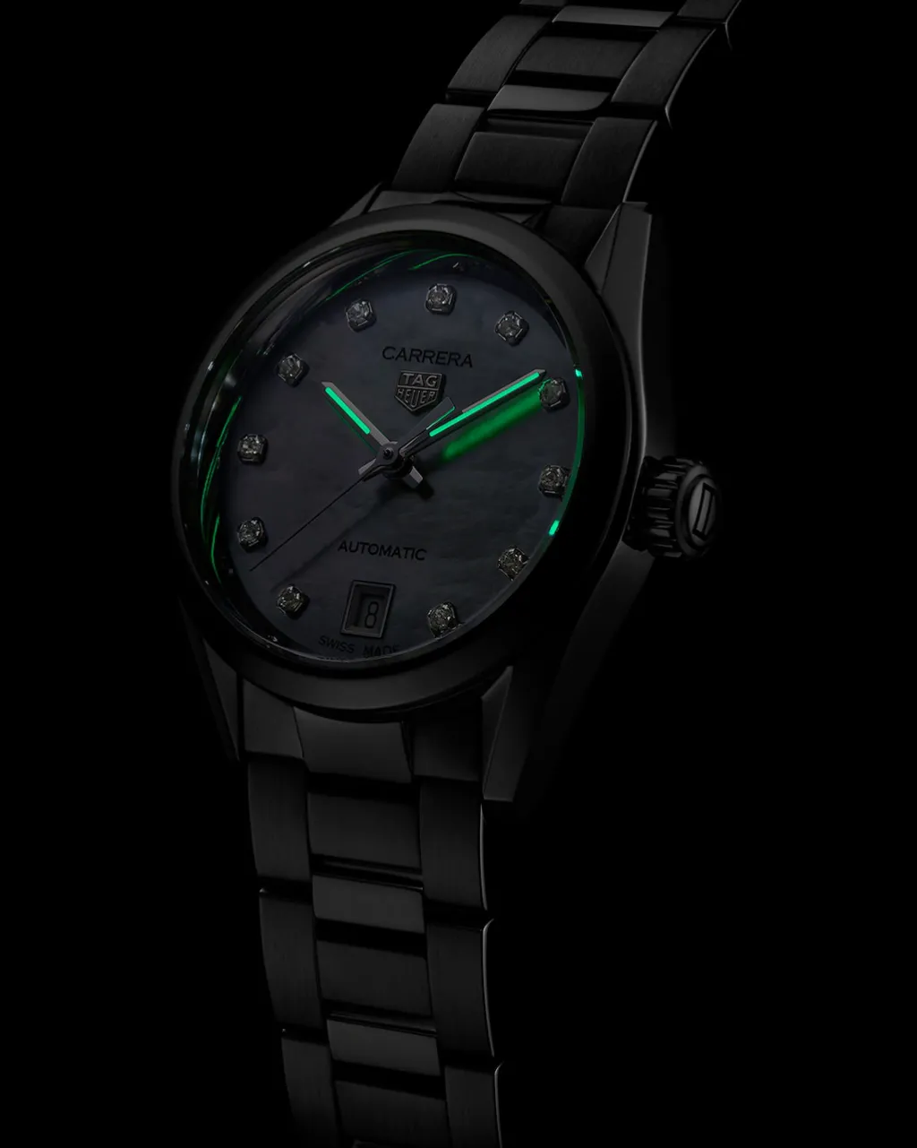 Sale Carrera Automatic perlemorsskive med diamanter 29 mm Klokker Med Diamanter | Til Henne