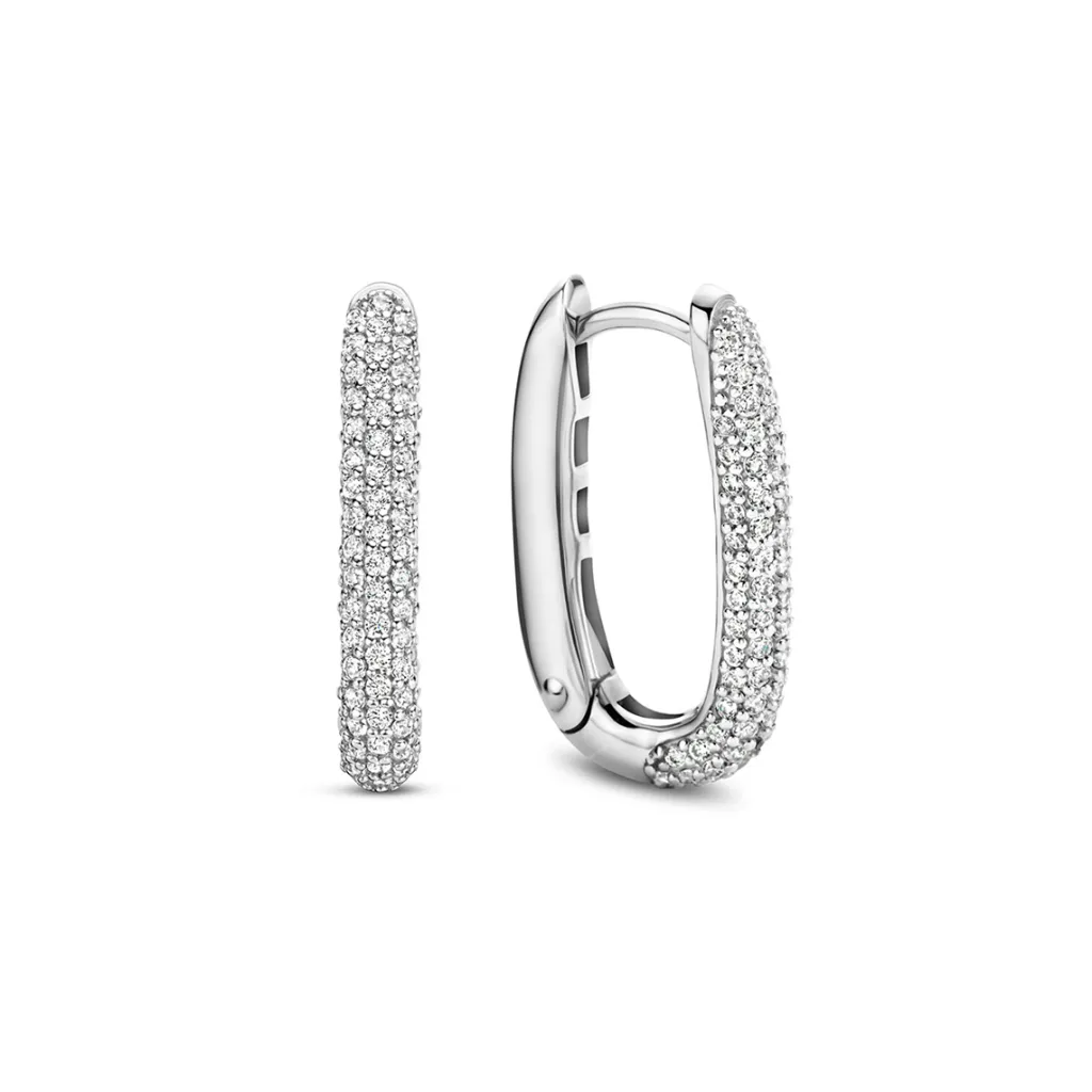 Clearance øreringer i rhodinert sølv med cubic zirkonia Ørepynt