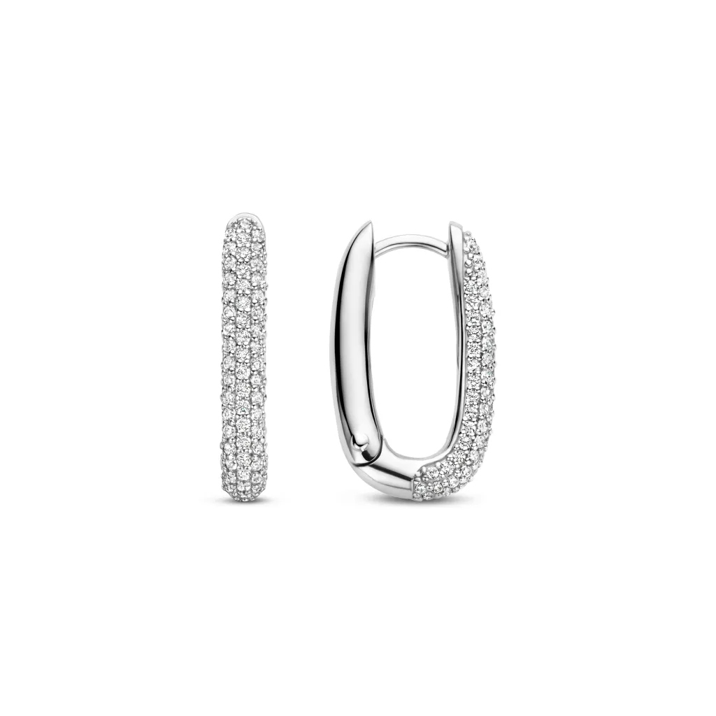 Clearance øreringer i rhodinert sølv med cubic zirkonia Ørepynt