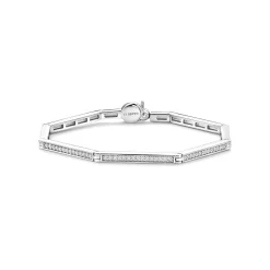 Hot sekskantet armring i rhodinert sølv Armbånd