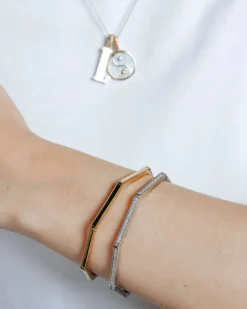 Hot sekskantet armring i rhodinert sølv Armbånd