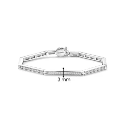 Hot sekskantet armring i rhodinert sølv Armbånd