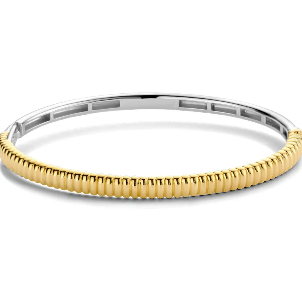 Online sølvarmring forgylt ribb 4 mm Armbånd