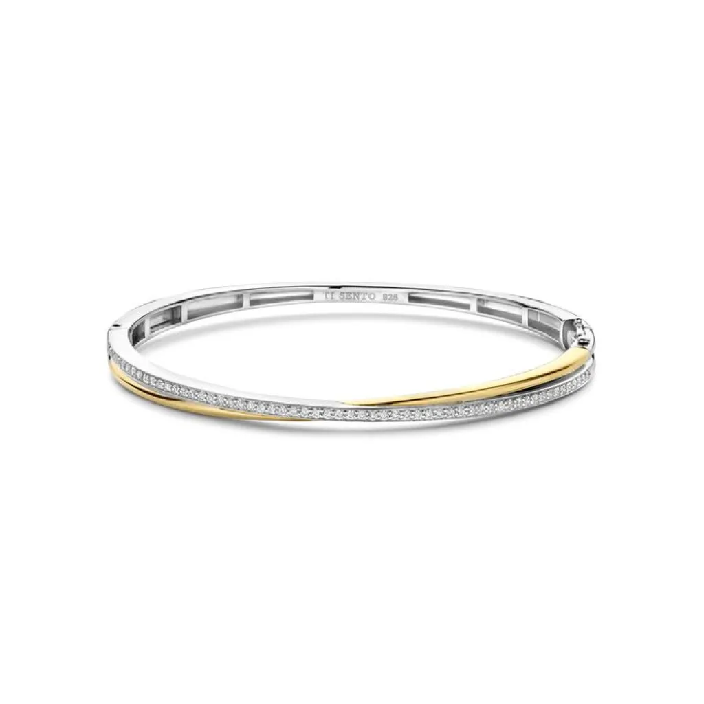 Discount to-farget armring med cubic zirkonia Armbånd