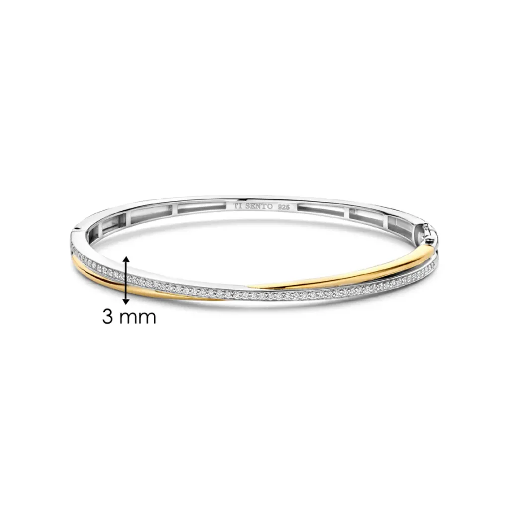 Discount to-farget armring med cubic zirkonia Armbånd