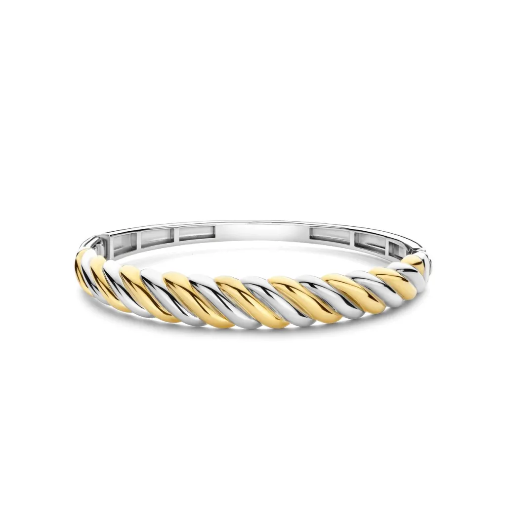 Sale tvunnet armring i rhodinert og forgylt sølv Armbånd
