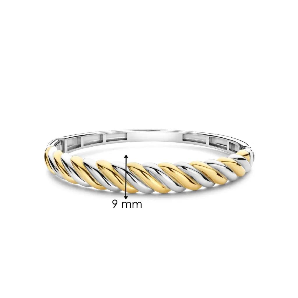 Sale tvunnet armring i rhodinert og forgylt sølv Armbånd