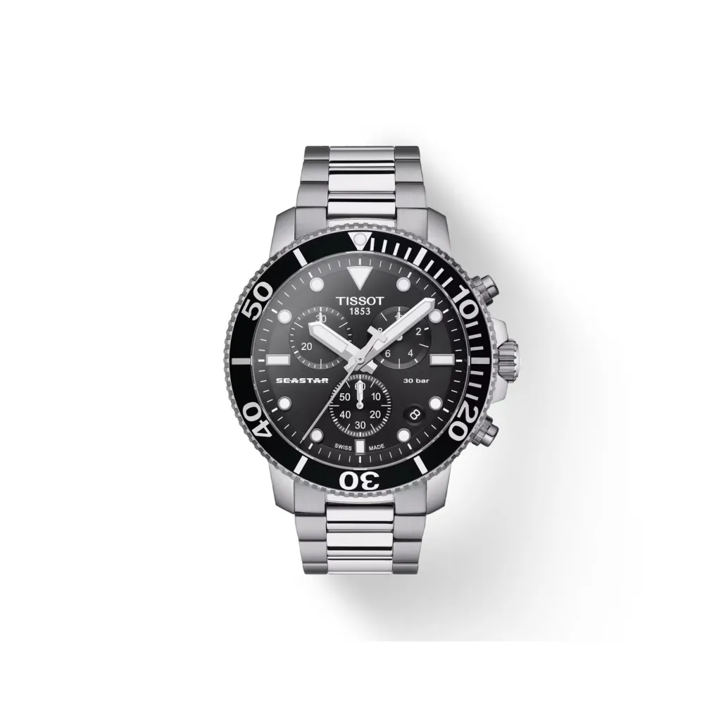 Online Seastar 1000 Chronograph svart 45,5 mm Dykkerklokker | Til Han