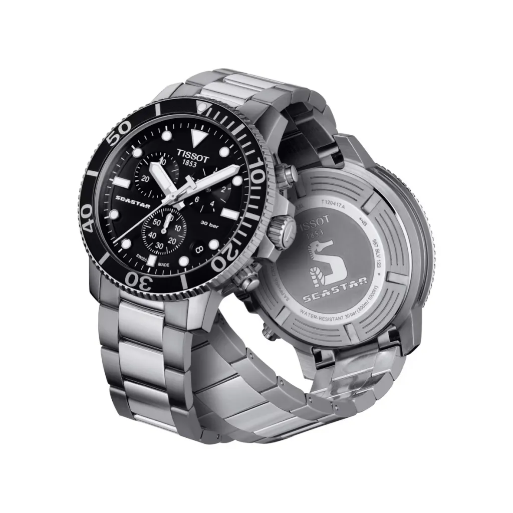 Online Seastar 1000 Chronograph svart 45,5 mm Dykkerklokker | Til Han