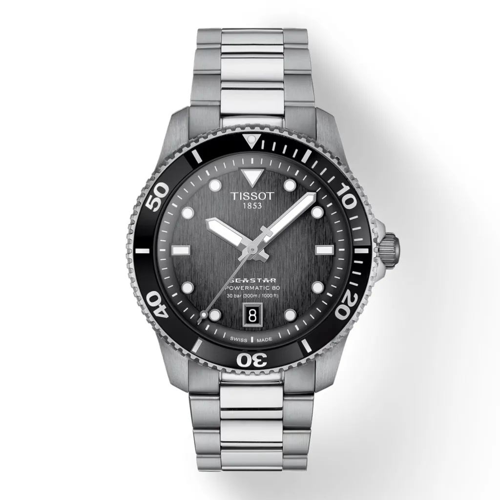 Best Seastar 1000 Powermatic 80 grå/svart 40 mm Dykkerklokker | Til Han