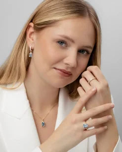Sale Topas ring i gult gull med diamanter Ringer