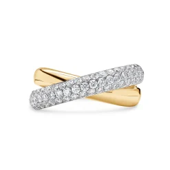 Clearance Tvunnet diamantring gult og hvitt gull 0,88 ct Ringer