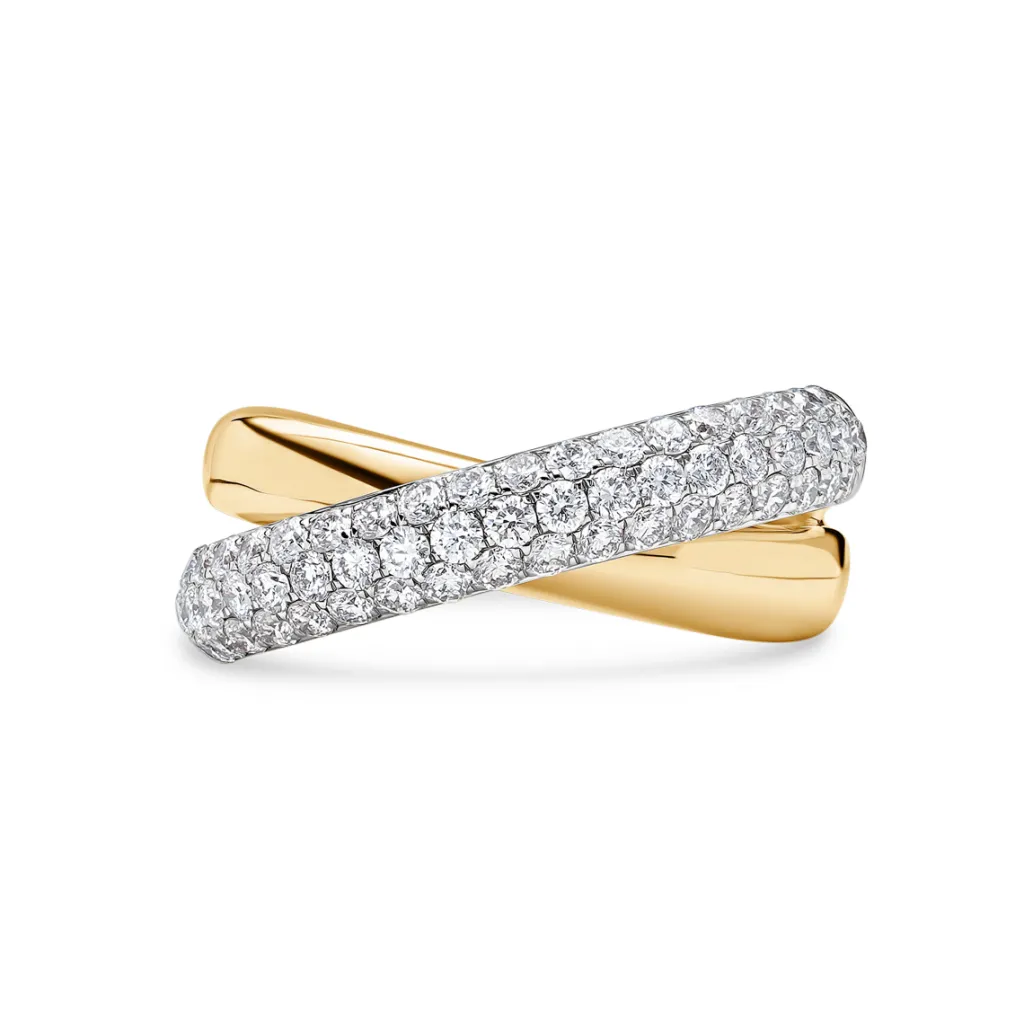 Clearance Tvunnet diamantring gult og hvitt gull 0,88 ct Ringer