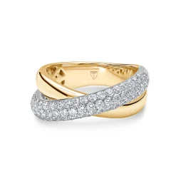 Clearance Tvunnet diamantring gult og hvitt gull 0,88 ct Ringer