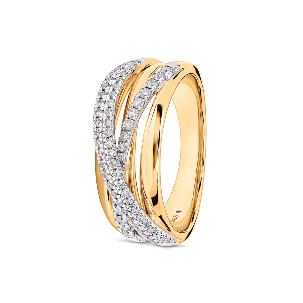 Clearance Tvunnet diamantring i gult og hvitt gull 0,40 ct Ringer
